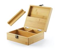 beka. Boîte de rangement avec plateau à rouler - Grande boîte de rangement en bambou pour organiser tous vos accessoires de fumage - Boîte en bois de qualité supérieure faite à la main avec couvercle