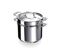 Beka Chef Marmite à Pâtes Inox 18/10 - 24 cm - 7,6 Litres - Panier Passoire Inclus - Tous Feux Compatible Induction, Argenté
