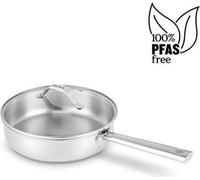 Beka Cicla poêle à frire en acier inoxydable avec couvercle en verre - ustensiles de cuisine durables Ø 24cm