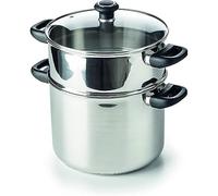 BEKA Couscoussier Polo 24 cm 8,5 L inox 18/10 – panier vapeur inclus, couvercle verre – Gris