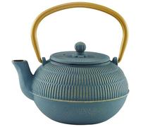 Beka Yuan théière en fonte japonaise 0,9 L - Théière avec infuseur en inox, anse rabattable et bec veseur anti-goutte - Bouilloire compatible avec tous feux - Théière orientale bleue