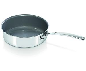 Bekaline 13415254 Tri Lux Sauteuse + couvercle en acier inoxydable Triply intérieur céramique 24 cm, Argenté
