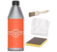 BEKATEQ Huile pour table en bois 0,5L - Set de éponge abrasive, chiffon de nettoyage & pinceau - Huile pour plan de travail, meubles & bois - Biologique, sans solvants, hydrofuge, antisalissure LS-240