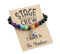 BEKECH Bracelet masque de théâtre avec inscription « I Work In The Shadows » - Bijoux de théâtre - Cadeau pour manager de scène - Bracelet à breloques, Small, Acier inoxydable, perle