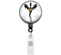 BEKECH Porte-badge rétractable Dragon Rider pour livre, cadeau pour les amoureux des livres, lecteur de carte d'identité, Métal, Alliage.