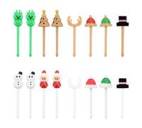 Bekecidi 16 Pièces Pics à Nourriture de Noël, Fourchette à Fruits d'Arbre de Noël, Mini Ensembles de Cure Dents, Fourchette Décorative Bento pour Enfants Accessoires de Fournitures de Fête