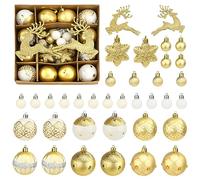 Bekecidi 36 Pièces Boules de Sapin de Noël Blanc Et Or - Décorations Incassables Avec Elk Et Étoile pour Arbre, Fête de Mariage Et Décor de Festival
