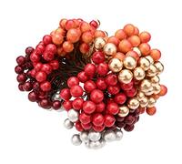 Bekecidi 400 Pièces Baies de Houx Artificielles Baies de Houx de Noël Mini Baies de Fruits de Noël pour Décorations de Guirlandes de Guirlandes d'arbre de Noël (5 Couleurs)