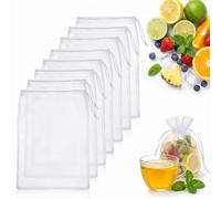 Bekecidi 8 Pièces Sac à Lait Végétal en Tissu Nylon 100 Mailles 20x30cm, Sac Vegetaux, Étamine Alimentaire Réutilisable, Cheese Cloth Passoire Fine Filtre Alimentaire