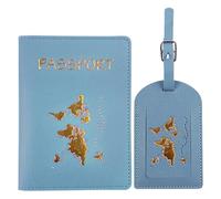 Bekecidi Étiquette de bagage et housse de passeport, ensemble de documents en cuir synthétique pour passeport, étiquettes de bagages, étui de rangement pour passeport, cartes d'identité, cartes de