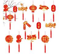 Bekecidi Lot de 10 décorations de Nouvel An chinois 2025 - Décorations traditionnelles porte-bonheur à suspendre avec mots de bénédiction - Pendentifs serpent - Décorations à suspendre pour arbre,