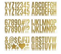Bekecidi Lot de 12 feuilles d'autocollants dorés en vinyle pour lettres de l'alphabet et chiffres 2,5 pouces étanche pour panneaux, portes, voitures, numéro d'adresse (doré)
