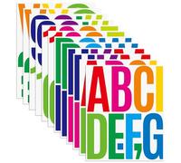 Bekecidi Lot de 12 Grandes Feuilles d'autocollants en Vinyle de 5 Pouce à Coller sur les Lettres et les Chiffres, Imperméables et Colorés, pour Affiche, Fenêtre, Boîte aux Lettres, Voiture, Camion (A)