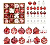 Bekecidi Lot de 40 Boules de Noël, Boules de Noël Décoration d'arbre de Noël, Décorations de Noël Rouges et Blanches à Suspendre pour Arbre de Noël, Couronne, Maison, Fête, Vacances Décorati