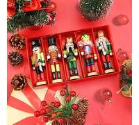 Bekecidi Lot de 5 Soldats Casse-Noisettes, Décorations à Suspendre en Bois en Forme de Casse-Noisette, Ensemble de Décorations de Noël en Forme de Casse-Noisette pour Décoration d'arbre de Noël (A)