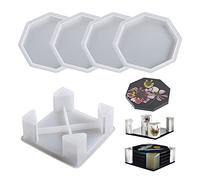 Bekecidi Moules en résine pour sous-verres 5 pièces - Moule pour boîte de rangement en silicone, moules pour porte sous-verres octogonaux, moules pour dessous de tasse en époxy, DIY Art Craft