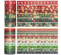 Bekecidi Ruban Noel, Washi Tape Noël à Feuille d'Or, The de Noel, Scotch Papier Cadeau, Ruban Décoratif pour Bricolage, Scrapbooking et Décoration de Fête