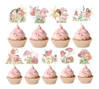 Bekecidi Topper Gâteau Fée des Fleurs Champignon, 9×2 Pièces Finies | Style aquarelle féerique, 9 modèles ×2, décoration anniversaire, déco gâteau pour buffet desserts