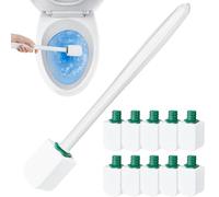 Bekeify 10 Pièces Pierre Ponce Brosse WC avec 30 CM Poignée Long Brosse de Toilette Balayette WC Remplacement Montage Mural Réutilisable Bloc de Nettoyage pour Toilettes Salle de Bain, Blanc