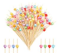 Bekeify Bois Bâtonnets Cocktail 200 PCS Brochettes Cocktail 12 CM Fruits Bâtons Décor en Forme Multicolore Accessoires de Décoration pour Fruits Canapés Boissons Mariage Sandwichs