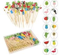 Bekeify Bois Bâtonnets Cocktail 200 Pcs Brochettes Cocktail 12 CM Fruits Bâtons Décor en Forme Multicolore Accessoires de décoration pour Fruits canapés Boissons Mariage sandwichs