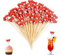 Bekeify Bois Bâtonnets Cocktail 200 PCS Brochettes Cocktail 12 CM Fruits Bâtons Décor en Forme Multicolore Accessoires de Décoration pour Fruits Canapés Boissons Mariage Sandwichs