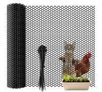 Bekeify Clôture en Maille Plastique Rouleau de Grillage à Poule 40 cm x 3 m | Clôture de Jardin Balcon Filet à Poules pour Protection Chats Chiens Poulailler Lapins et Plantes avec 30 Serre Cables, Noir