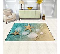 Bekeoy Grand tapis d'été Motif étoiles de mer coquillages de mer pour chambre à coucher, salon, salle à manger, cuisine, intérieur et intérieur 152 x 99 cm