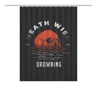 BEKGZYXWM Bath CurtainRideau Douche Imperméable Opaque 53.54x70.87Inch（136x180cm） 12 Crochets Plastique + Oeillets Métal, Résistant Chaleur Death Wish Skull T-Shirt