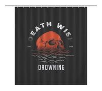 BEKGZYXWM Bath CurtainRideau Douche Imperméable Opaque 64.17x70.87Inch（163x180cm） 12 Crochets Plastique + Oeillets Métal, Résistant Chaleur Death Wish Skull T-Shirt