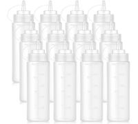 Bekith 12 Pièces 500ml Bouteilles de Condiment Squeeze Bouteilles vides en plastique avec bouchon tournant et mesure pour Sauces Ketchup