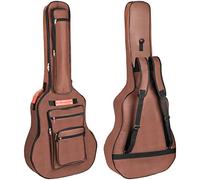 Bekith Housse pour Guitare Acoustique de 101,6 cm, 104,3 cm, 106,7 cm, 6 Poches, Tissu Oxford imperméable, Rembourrage en éponge épaisse, Double bandoulière réglable, Marron