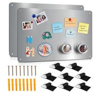 Bekith Lot de 2 tableaux magnétiques en acier inoxydable, 43,4 x 30 cm pour afficher des lettres, des chiffres, des notes, de la poésie, des photos, des pots à épices, convient pour mur,