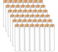 Bekith Lot de 48 tubes à essai en verre de 45 ml, 25 x 140 mm, avec bouchons en liège, comme conteneurs de sel de bain, pour expériences scientifiques, décorations de fête, stockage de bonbons