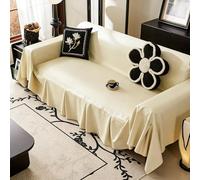 BEKIUA Housse pour Fauteuil et canapé imperméable en Cuir, Universelle Toutes Saisons Couverture intégrale Amovible résistante aux Taches et aux Plis Facile à Nettoyer Couleur Unie,Beige-180 * 380cm