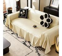 BEKIUA Housse pour Fauteuil et canapé imperméable en Cuir, Universelle Toutes Saisons Couverture intégrale Amovible résistante aux Taches et aux Plis Facile à Nettoyer Couleur Unie,Beige-180 * 150cm