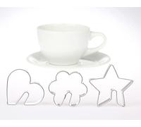 BekkiB 2273 Lot de 3 emporte-pièces « Mugs » - Emporte-pièce en forme de fleur, cœur et étoile - Biscuits pour le bord de la tasse