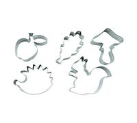 BekkiB 2415-Lot de 5 emporte-pièces « Forêt » - Feuille de chêne, champignon, hérisson, pomme et écureuil - Pour la pâtisserie et le bricolage