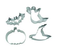 BekkiB 34624 Lot de 4 emporte-pièces « Halloween » - Chauve-souris, fantôme, citrouille et chapeau de sorcière - Emporte-pièces décoratifs