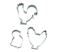 BekkiB 7344 Lot de 3 emporte-pièces en acier inoxydable en forme de coq, poule, poussin pour Pâques, anniversaire, printemps, etc