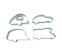 BekkiB 8807104 - Lot de 4 emporte-pièces « Camping » - Avec remorque de caravane, camping-car et caravane - Facile à nettoyer