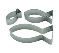BekkiB - 998518 Lot de 3 emporte-pièces en forme de poisson en acier inoxydable - Passent au lave-vaisselle - Parfaits pour les biscuits et la décoration de gâteaux