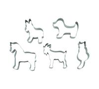 BekkiB - 998884 - Lot de 5 emporte-pièces « animaux de la ferme » - Chien, chat, cheval, âne et chèvre - Emporte-pièces en acier inoxydable - Passe au lave-vaisselle - Pour la cuisson des biscuits