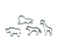 BekkiB - 998891 Lot de 4 emporte-pièces « animaux sauvages » - Lion, girafe, rhinocéros et loup - Emporte-pièces en acier inoxydable - Passe au lave-vaisselle - Pour la cuisson des biscuits
