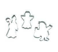 BekkiB - 998976 Lot de 3 emporte-pièces « St Nicolas », Père Noël et ange - En acier inoxydable - Emporte-pièces pour pâtisserie, bricolage et décoration