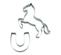 BekkiB - Lot de 2 emporte-pièces « Cheval et fer à cheval » - Emporte-pièces en acier inoxydable - Passe au lave-vaisselle - Pour la cuisson des biscuits - 998846