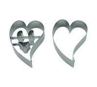BekkiB Lot de 2 emporte-pièces en forme de cœur et de linzer avec visage souriant - Passe au lave-vaisselle