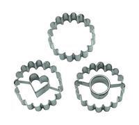 BekkiB Lot de 3 emporte-pièces « Cercles » - Emporte-pièces ronds - 2 emporte-pièces Linzer avec cœur et cercle - Pour petits boiseries, petits pains et biscuits - Passe au lave-vaisselle - 7788