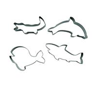 BekkiB - Lot de 4 emporte-pièces « animaux marins » - Emporte-pièces crocodile, dauphin, baleine et requin - Fabriqué en acier inoxydable et passe au lave-vaisselle - 3054