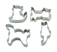 BekkiB - Lot de 4 emporte-pièces en acier inoxydable pour cookies en forme de chat pour Halloween